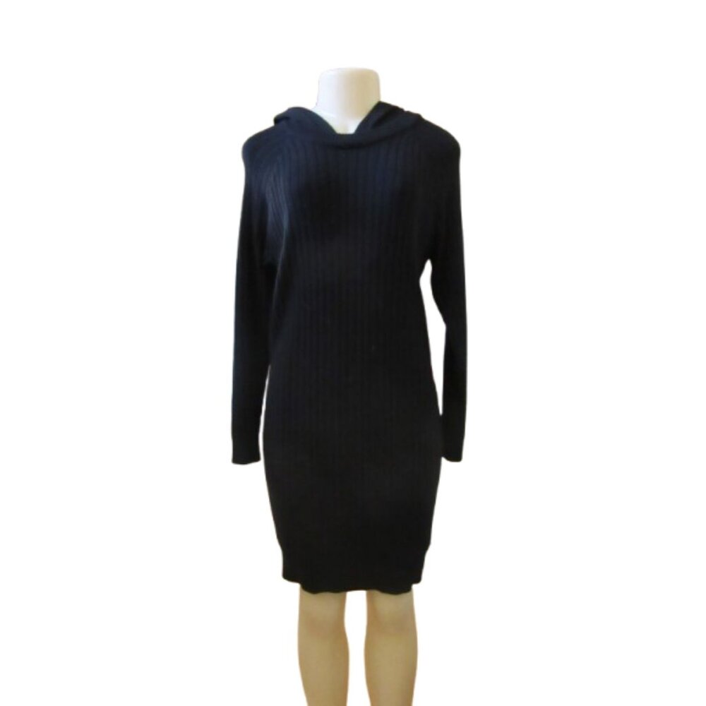 Anthropologie Saturday/Sunday Black Hera Hooded Sweater Dress M
